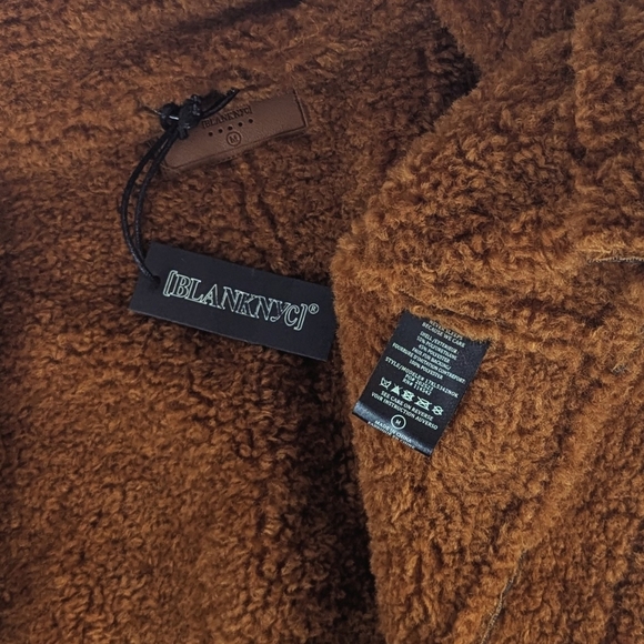 BLANK NYC Moto Jacket Vegan Patent Leather Faux Shearling Black Copper M NWT - Picture 4 of 14